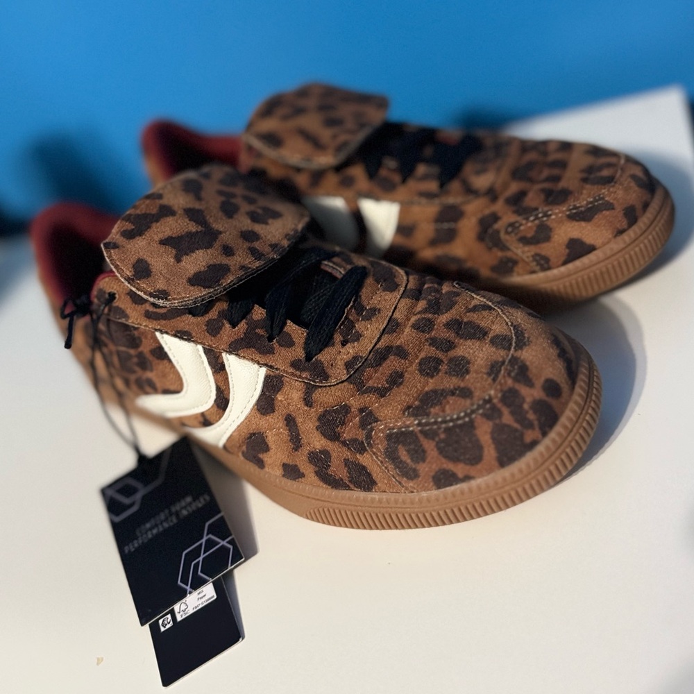 Leopard Print Kids Sneakers with Velcro Straps